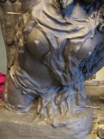 Buste de femme, dallage sculpté initiation, fausse pierre
